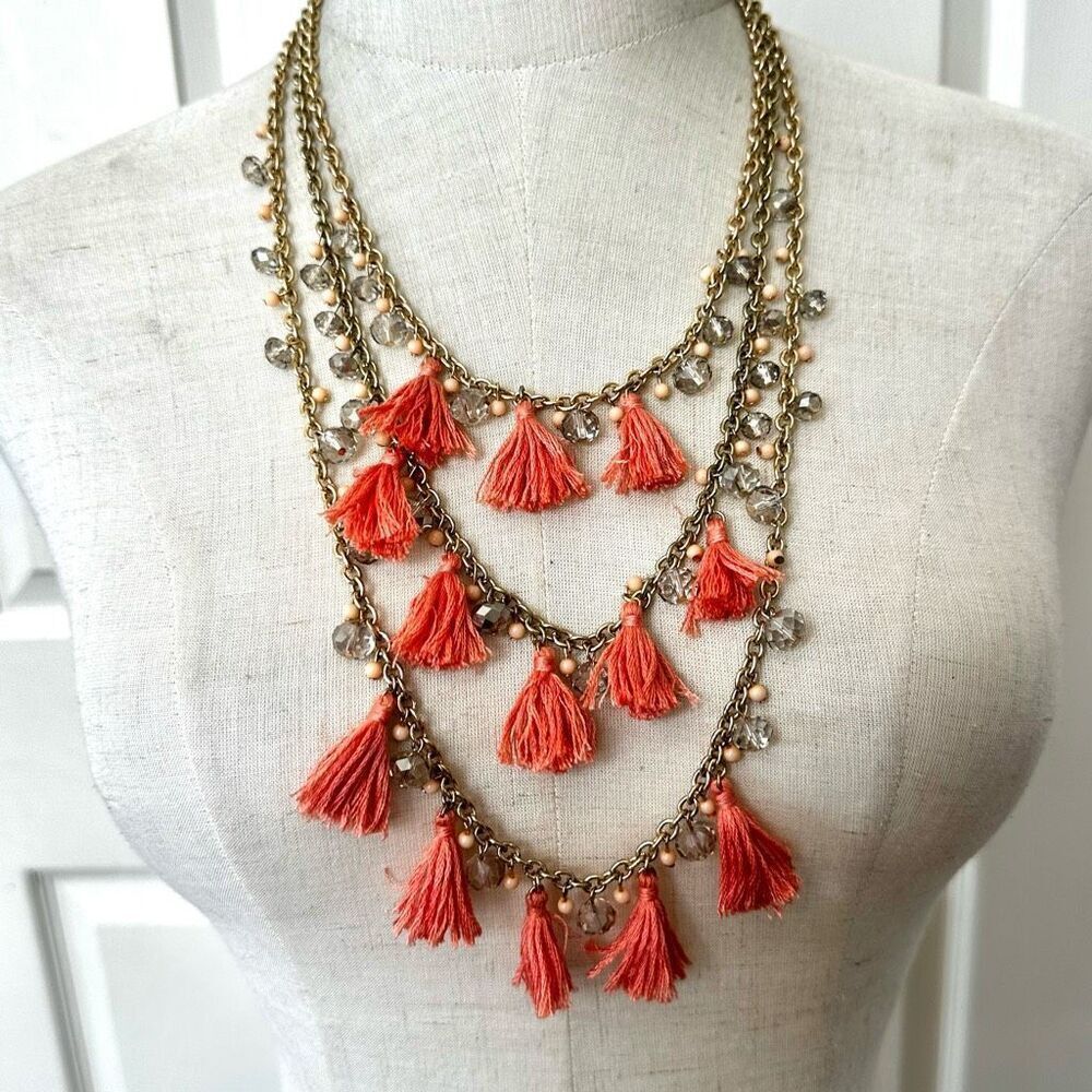 The Limited three strand tassel necklace